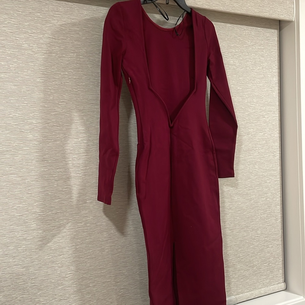 Maroon Backless Dress